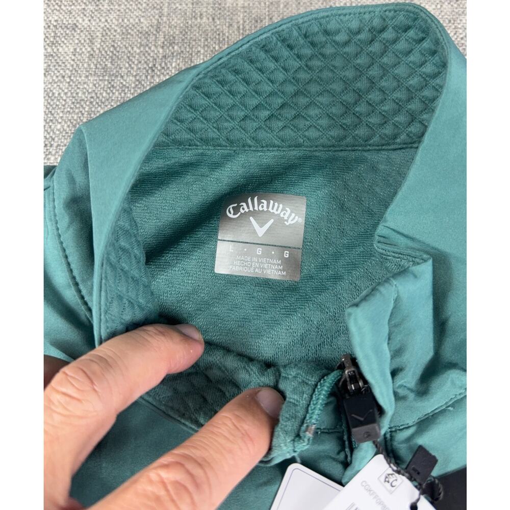 Callaway Golf Pullover Men L Green Textured 1/4 Zip Stretch UPF NWT $90 - Picture 4 of 5